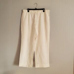 Charter Club White 100% Linen Wide Leg Drawstring Pants XL